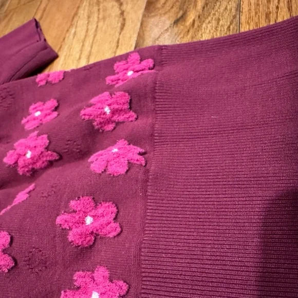 Kate Spade Marker Floral Knit Sweater Blouse w/ Pink & Red Floral Design- Medium - Picture 7 of 7